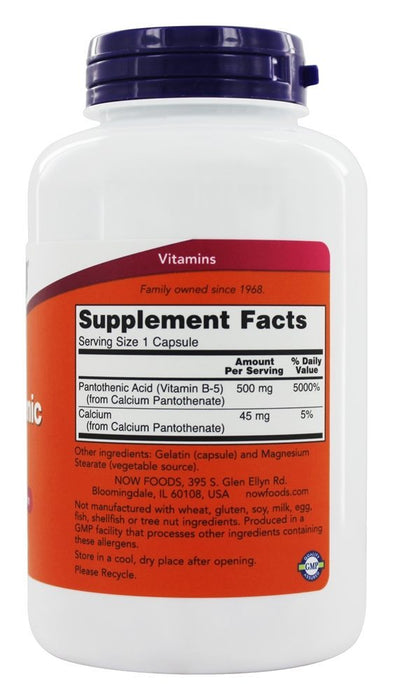 now-foods-pantothenic-acid-500-mg-250-capsules - Supplements-Natural & Organic Vitamins-Essentials4me