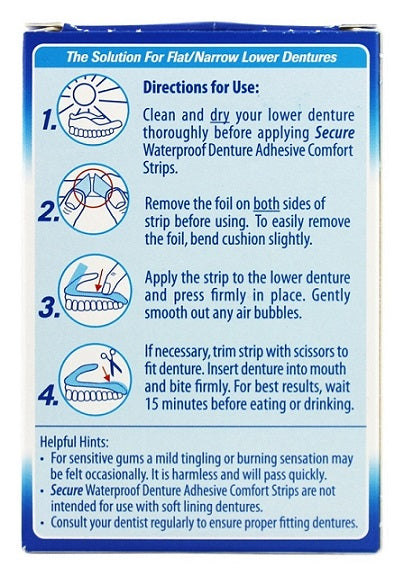 secure-denture-adhesive-strips-15-pieces - Supplements-Natural & Organic Vitamins-Essentials4me