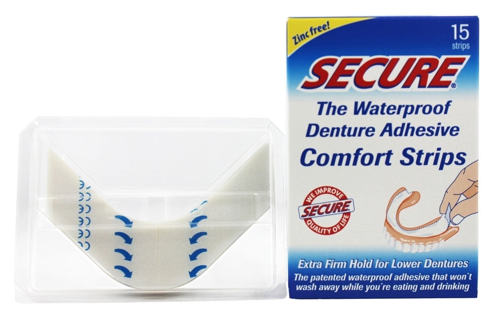 Secure Denture Adhesive Strips ,15 Pieces