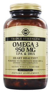 solgar-triple-strength-omega-3-epa-dha-950-mg-100-softgels - Supplements-Natural & Organic Vitamins-Essentials4me