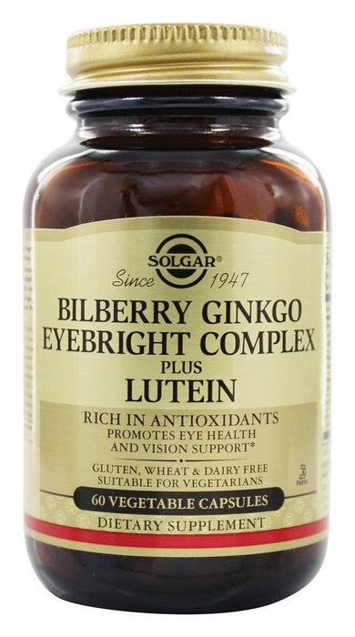 solgar-bilberry-ginkgo-eyebright-plus-lutein-60-vegetarian-capsules - Supplements-Natural & Organic Vitamins-Essentials4me