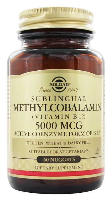 solgar-methylcobalamin-vitamin-b12-5000-mcg-60-nugget - Supplements-Natural & Organic Vitamins-Essentials4me