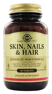 solgar-skin-nails-hair-advanced-msm-formula-60-tablets - Supplements-Natural & Organic Vitamins-Essentials4me
