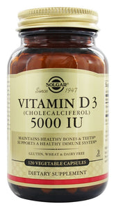 solgar-vitamin-d3-cholecalciferol-5000-iu-120-vegetarian-capsules - Supplements-Natural & Organic Vitamins-Essentials4me