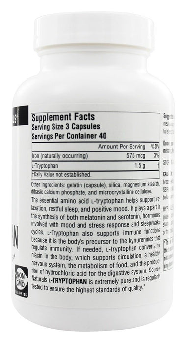 source-naturals-l-tryptophan-500-mg-120-capsules - Supplements-Natural & Organic Vitamins-Essentials4me